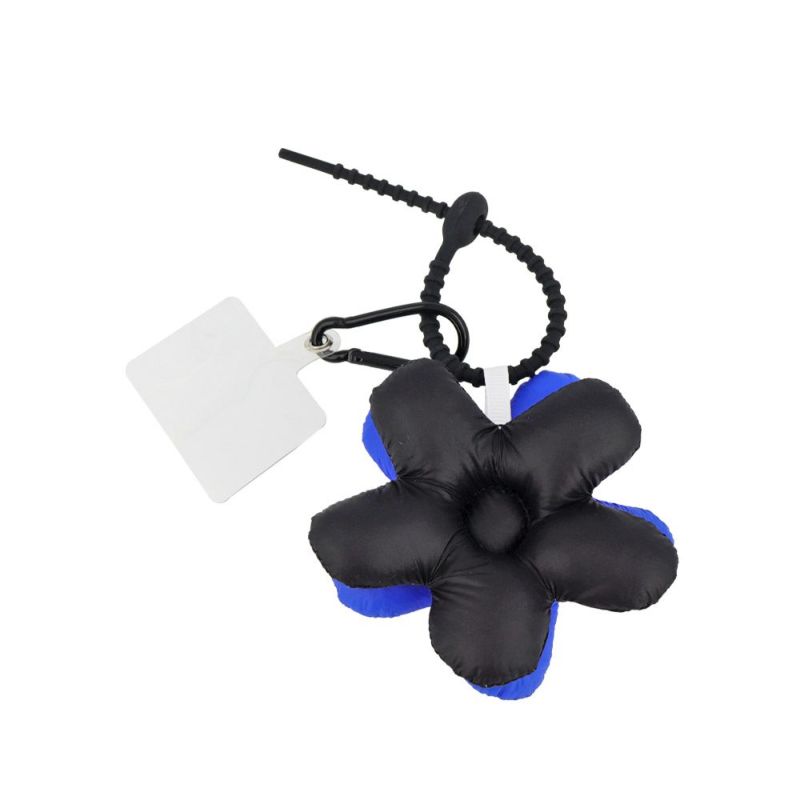 バッグチャーム&スマートフォン用ストラップ バイカラー フラワー クッション シリコンバンド クリアシート カラビナ
