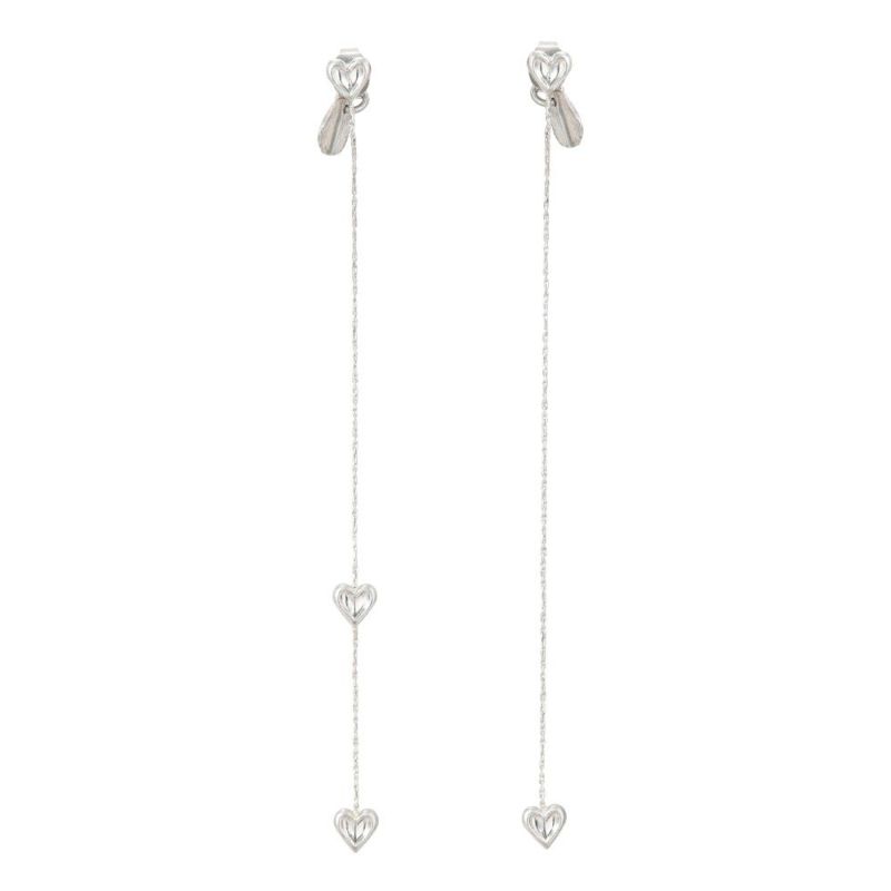 【LIMITED NUMBER】Vintage Like ミニ ハート チェーン アシンメトリー チタンポスト スタッドピアス ニッケルフリー
