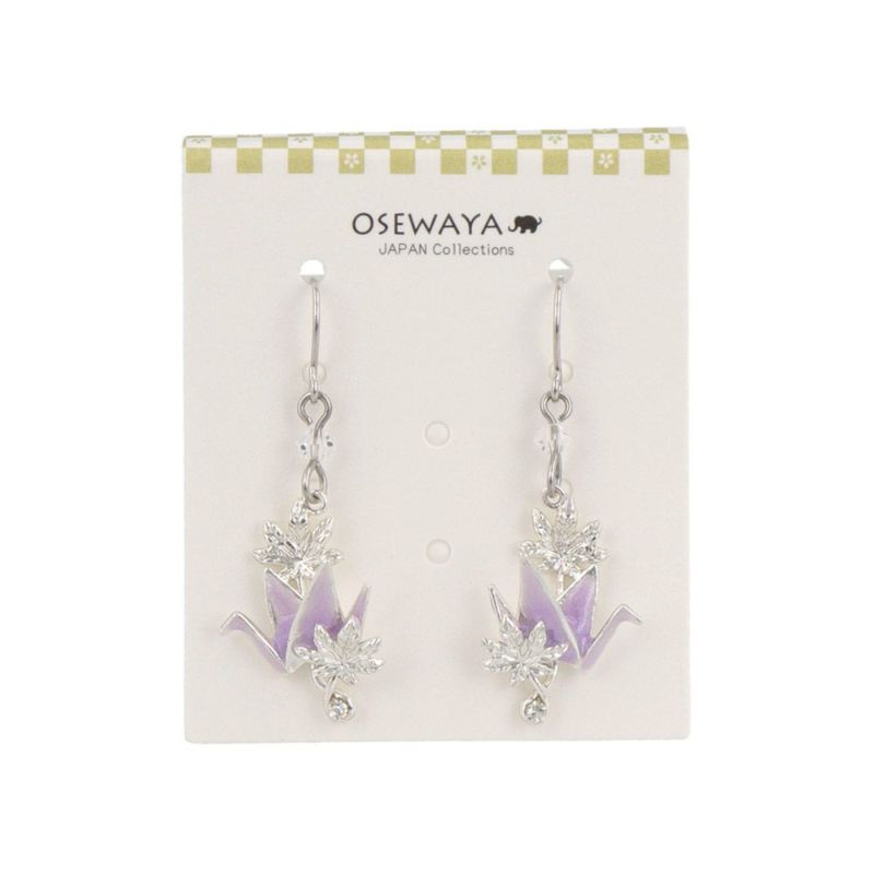 ピアス ニッケルフリー 折り鶴 紅葉 ストーン サージカルステンレスポスト フックピアス