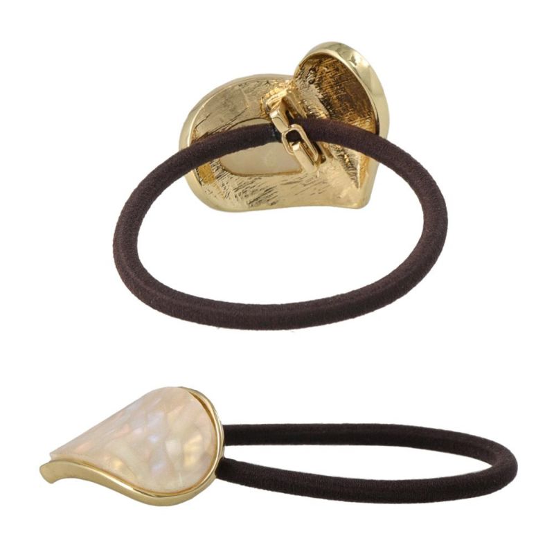 ヘアゴム tsukekae pony ハート アセチ マーブル メタル ヘアゴム2本付き(ブラウン/ブラック)