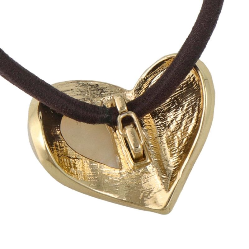 ヘアゴム tsukekae pony ハート アセチ マーブル メタル ヘアゴム2本付き(ブラウン/ブラック)