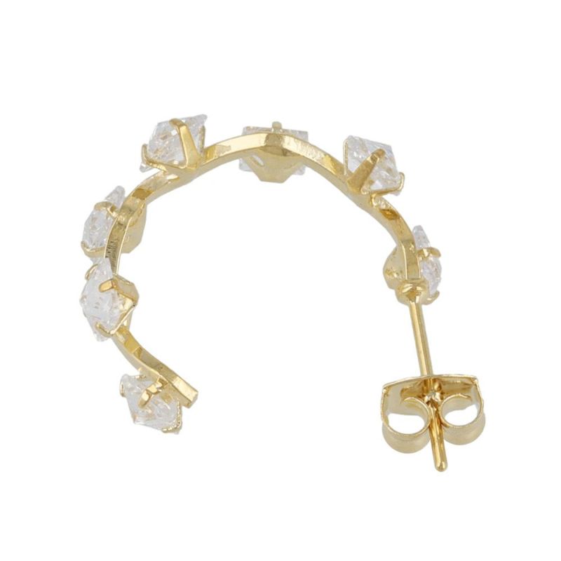 ピアス キュービックジルコニア スクエアカット メタル C型 スタッドピアス