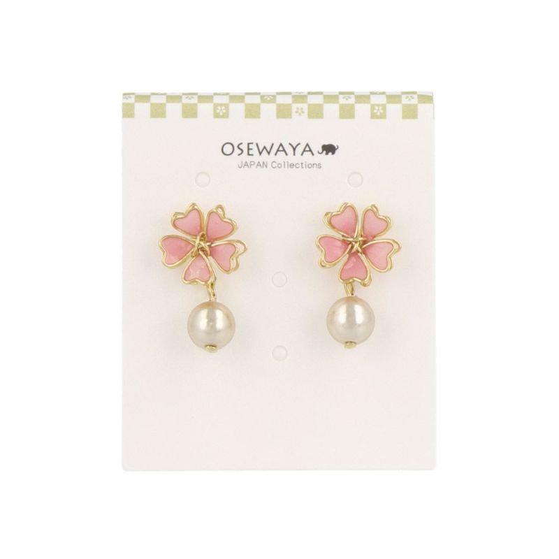 ピアス ニッケルフリー 桜 パール チタンポスト スタッドピアス