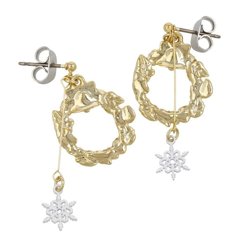 ピアス ニッケルフリー クリスマス リース 雪の結晶 メタル スタッドピアス