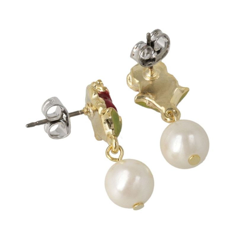 ピアス ニッケルフリー 薔薇 パール チタンポスト スタッドピアス