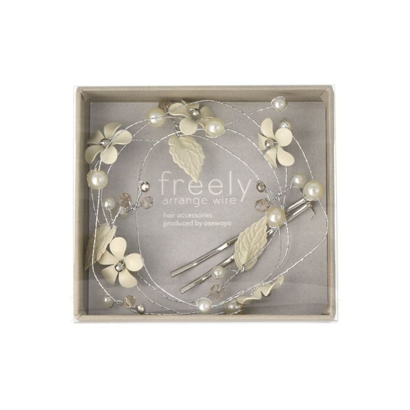 Classy GARDEN freely arrange wire フラワー リーフ パール ビーズ アメピン