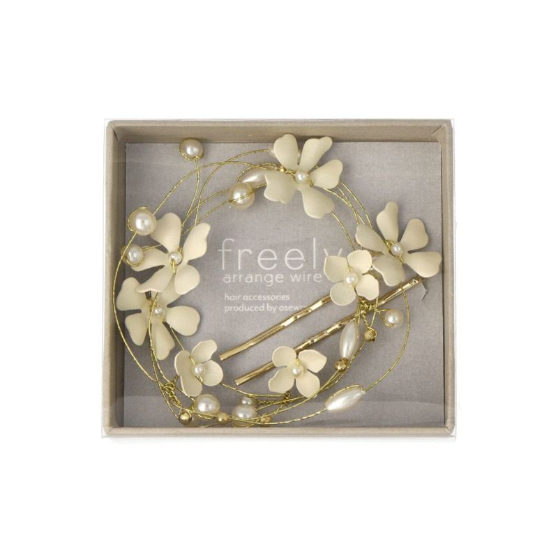 Classy GARDEN freely arrange wire フラワー パール ビーズ アメピン