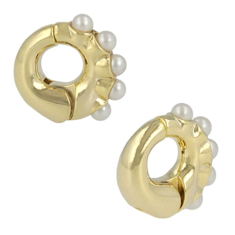 イヤリング ニッケルフリー ミニ パール メタル フープ イーズイヤリング