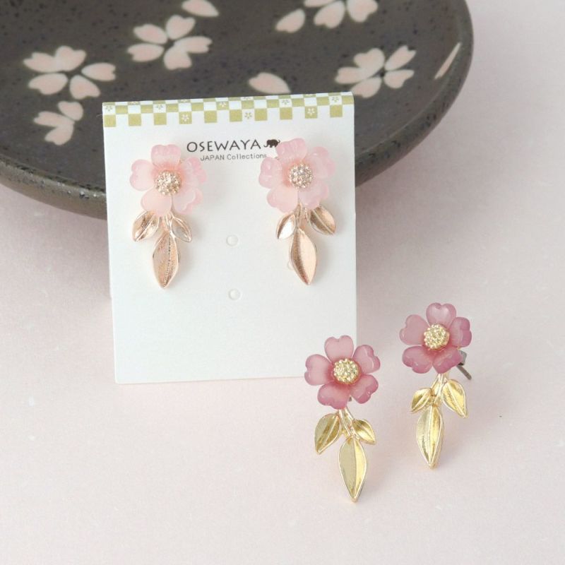 ピアス ニッケルフリー 桜 リーフ メタル チタンポスト スタッドピアス