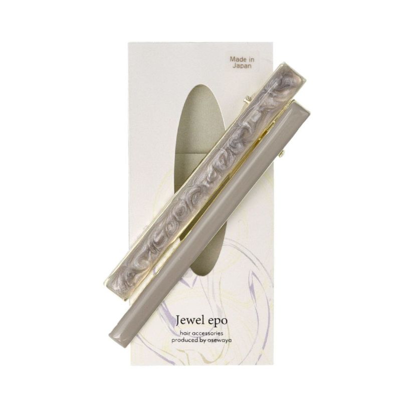 ヘアクリップ Jewel epo マーブル カラー 2個セット スリム クリップ