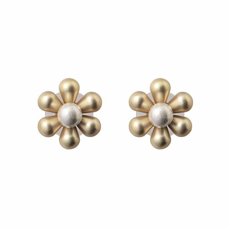 【LIMITED NUMBER】MELLOW ピアス メタル フラワー チタンポスト スタッドピアス ニッケルフリー