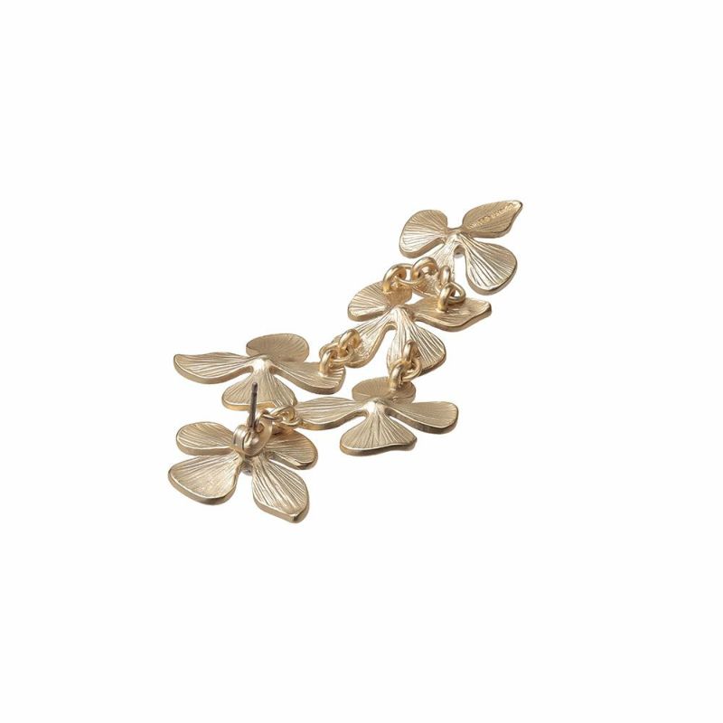 【LIMITED NUMBER】MELLOW ピアス メタル フラワー ロング バックキャッチ チタンポスト スタッドピアス ニッケルフリー