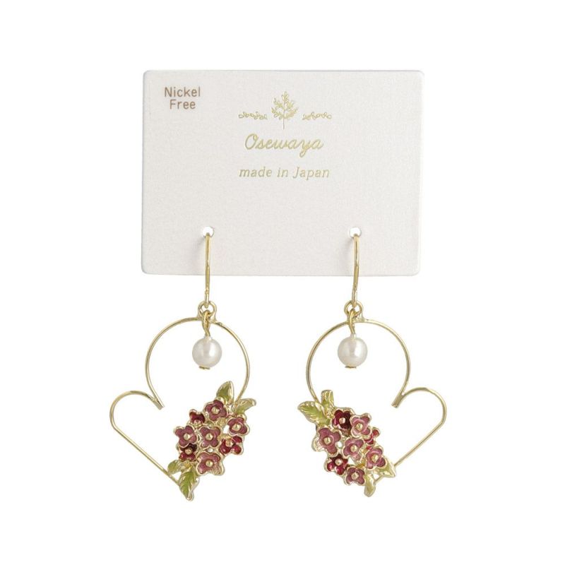 ピアス ニッケルフリー メタル ハート フラワー 花 パール サージカルポスト フックピアス