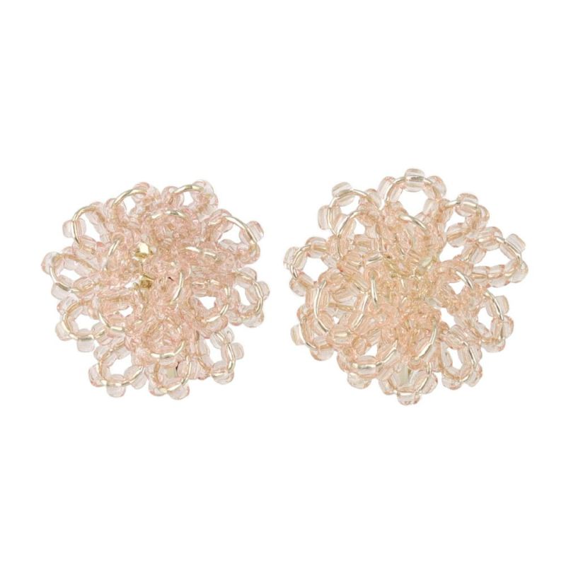 イヤリング フラワー ビーズ ネジバネ式イヤリング