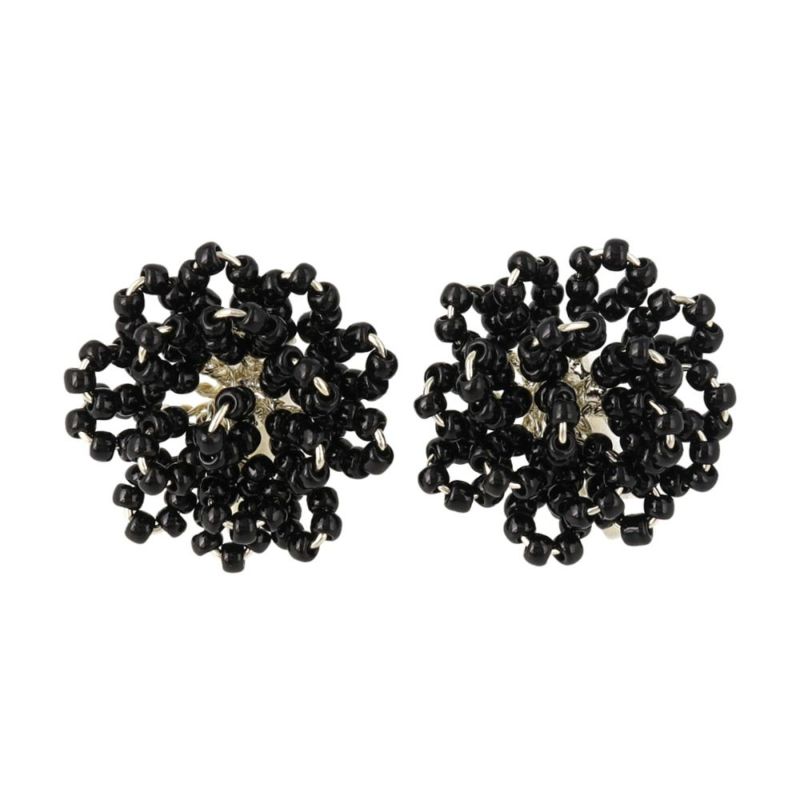 イヤリング フラワー ビーズ ネジバネ式イヤリング