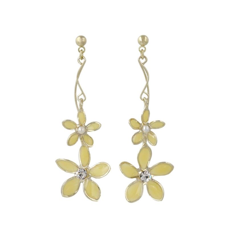 ピアス フラワー ストーン パール チタンポスト スタッドピアス