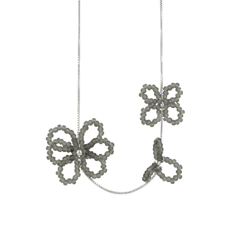 ネックレス beads accessory ニッケルフリー ビーズ フラワー ショートネックレス