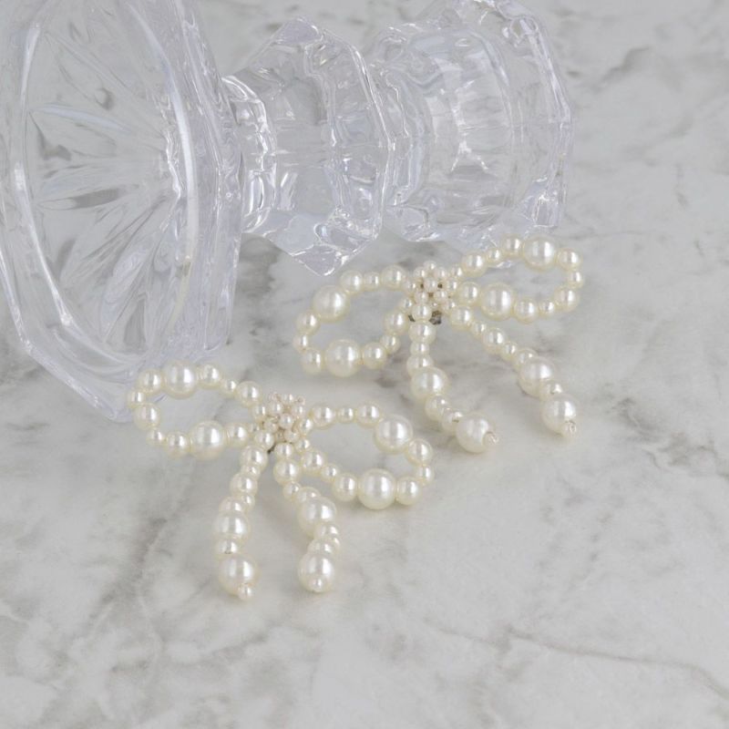 ピアス beads accessory ニッケルフリー パール リボン チタンポスト スタッドピアス