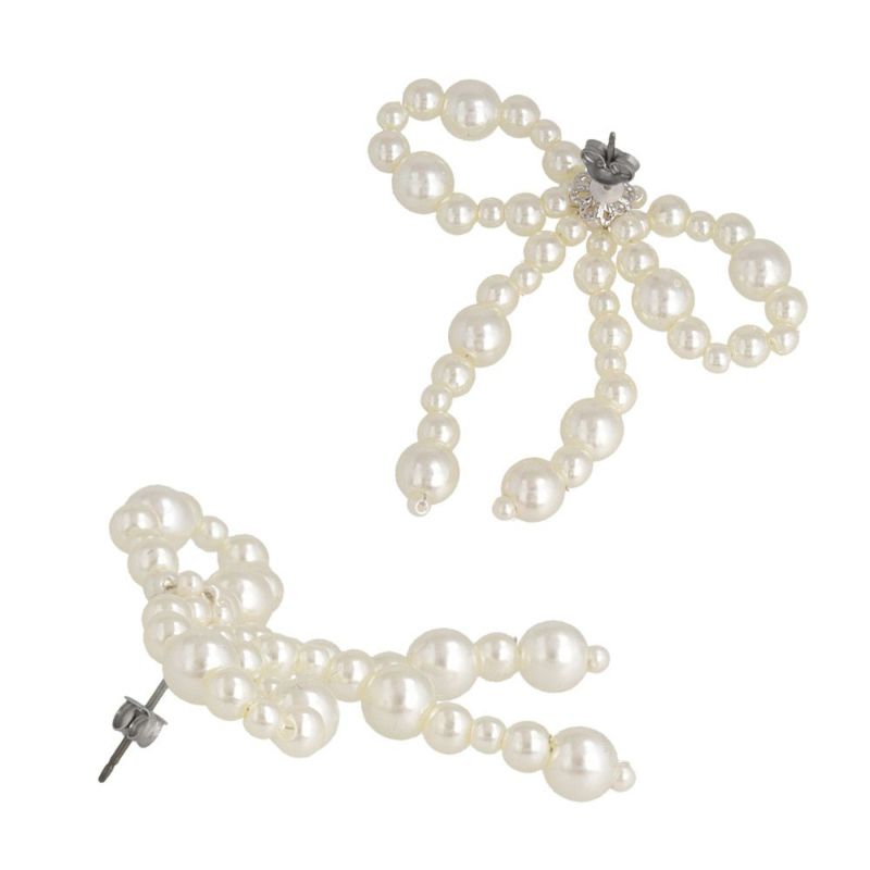 ピアス beads accessory ニッケルフリー パール リボン チタンポスト スタッドピアス