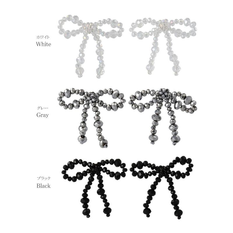 ピアス beads accessory ニッケルフリー カットビーズ リボン チタンポスト スタッドピアス
