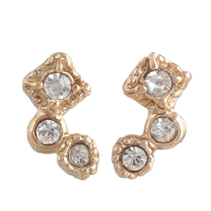 ピアス サークルxスクエア ストーン K18ピンクゴールドポスト スタッドピアス