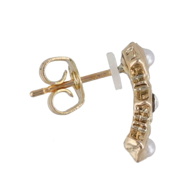 ピアス スクエア ストーン パール K18ピンクゴールドポスト スタッドピアス