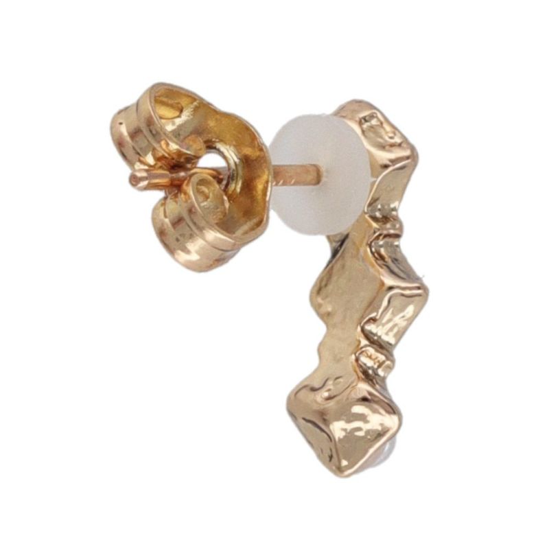 ピアス スクエア ストーン パール K18ピンクゴールドポスト スタッドピアス