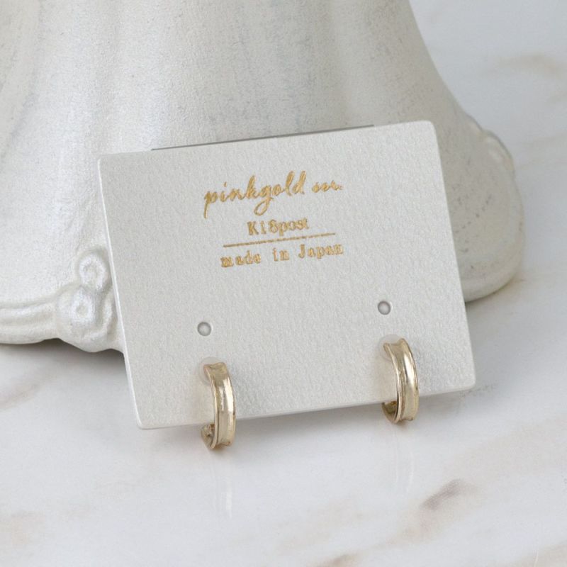 ピアス シンプル K18ピンクゴールドポスト C型 スタッドピアス