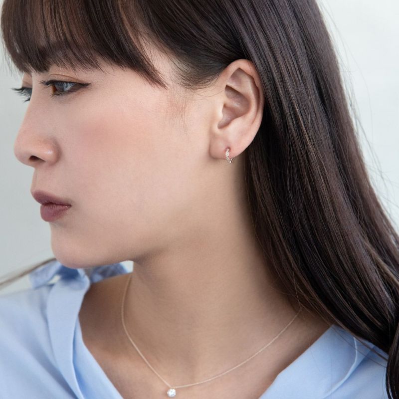 ピアス デザイン K18ピンクゴールドポスト C型 スタッドピアス