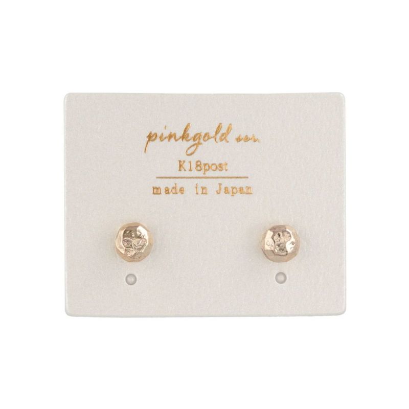 ピアス サークル ハンマーワーク K18ピンクゴールドポスト スタッドピアス