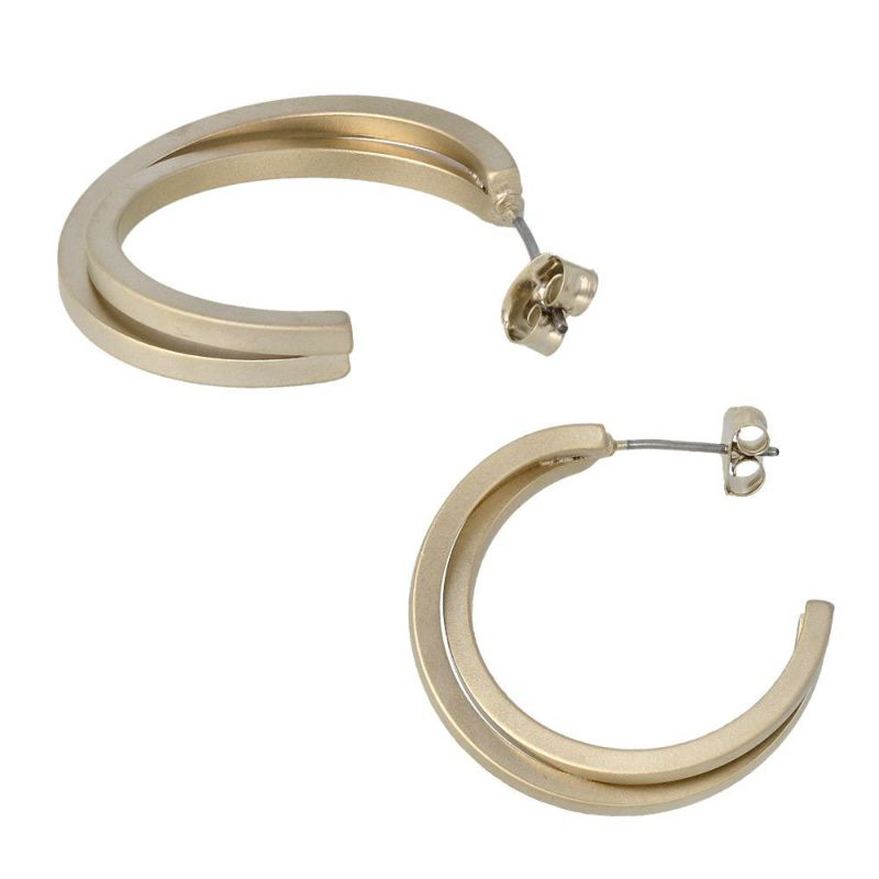ピアス sable gold ダブル クロス ステンレスポスト C型 スタッドピアス