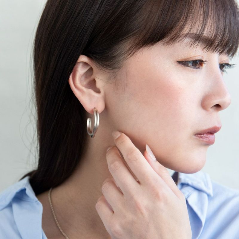 ピアス sable gold ダブル クロス ステンレスポスト C型 スタッドピアス
