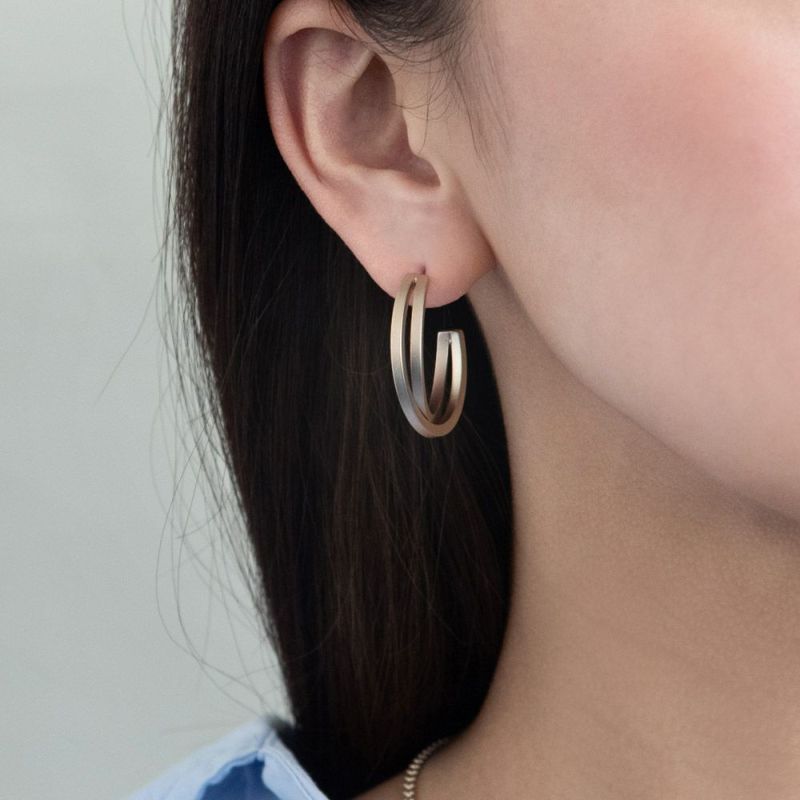 ピアス sable gold ダブル クロス ステンレスポスト C型 スタッドピアス