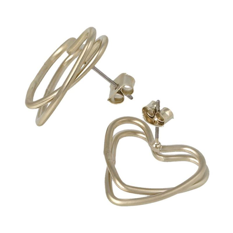 ピアス ニッケルフリー sable gold ダブル ライン ハート ステンレスポスト スタッドピアス