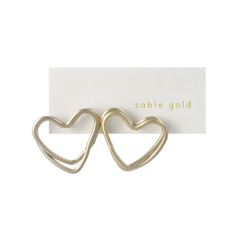 ピアス ニッケルフリー sable gold ダブル ライン ハート ステンレスポスト スタッドピアス