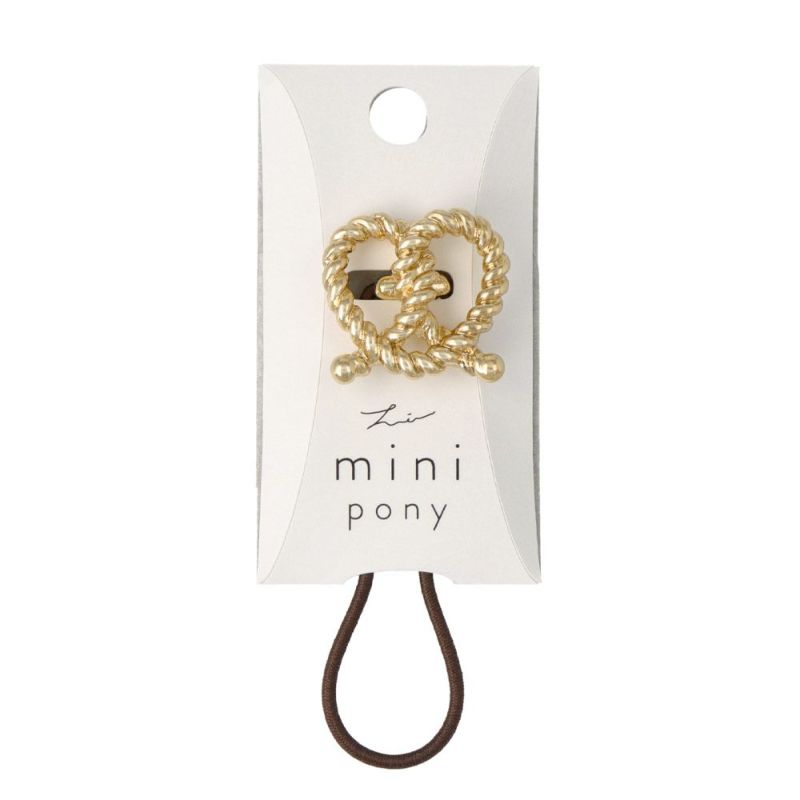 ヘアゴム mini pony ハート プレッツェル メタル ヘアポニー