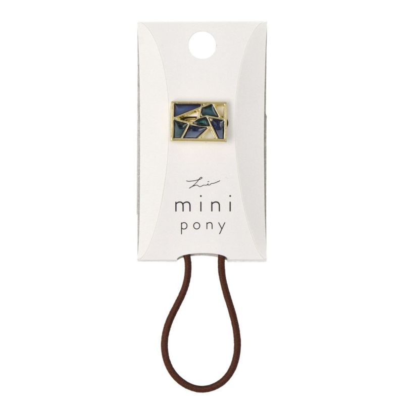 ヘアゴム mini pony スクエア ステンドグラス風 カラーエポ メタル ヘアポニー