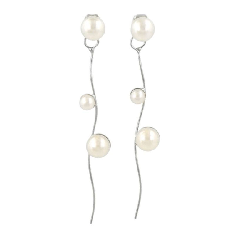 ピアス ニッケルフリー パール メタル ウェーブ チタンポスト バックキャッチ スタッドピアス