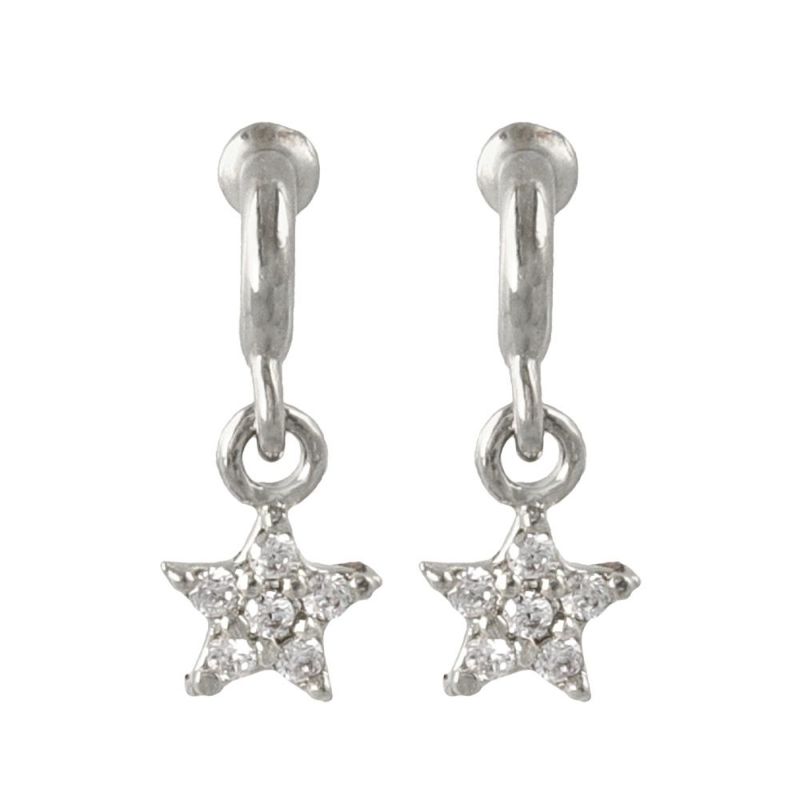 ピアス ニッケルフリー メタル カーブ キュービックジルコニア ミニ スター チタンポスト スタッドピアス