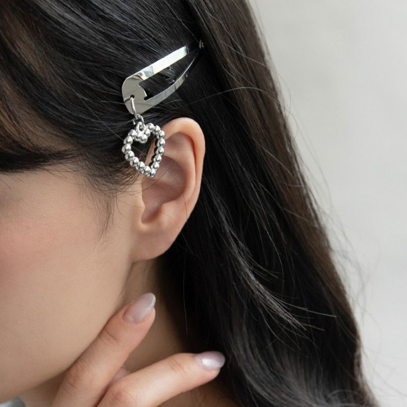 ヘアピン ニッケルフリー 揺れるオープンハート 2本セット スリーピン