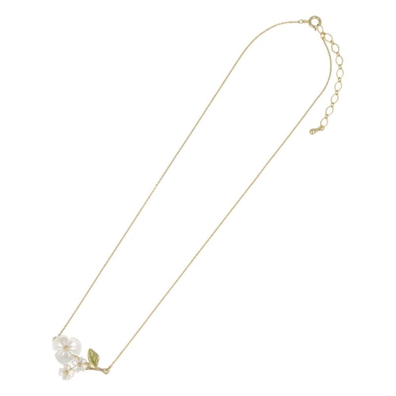 ネックレス ニッケルフリー メタル パール フラワー 花 リーフ チェーン ショートネックレス