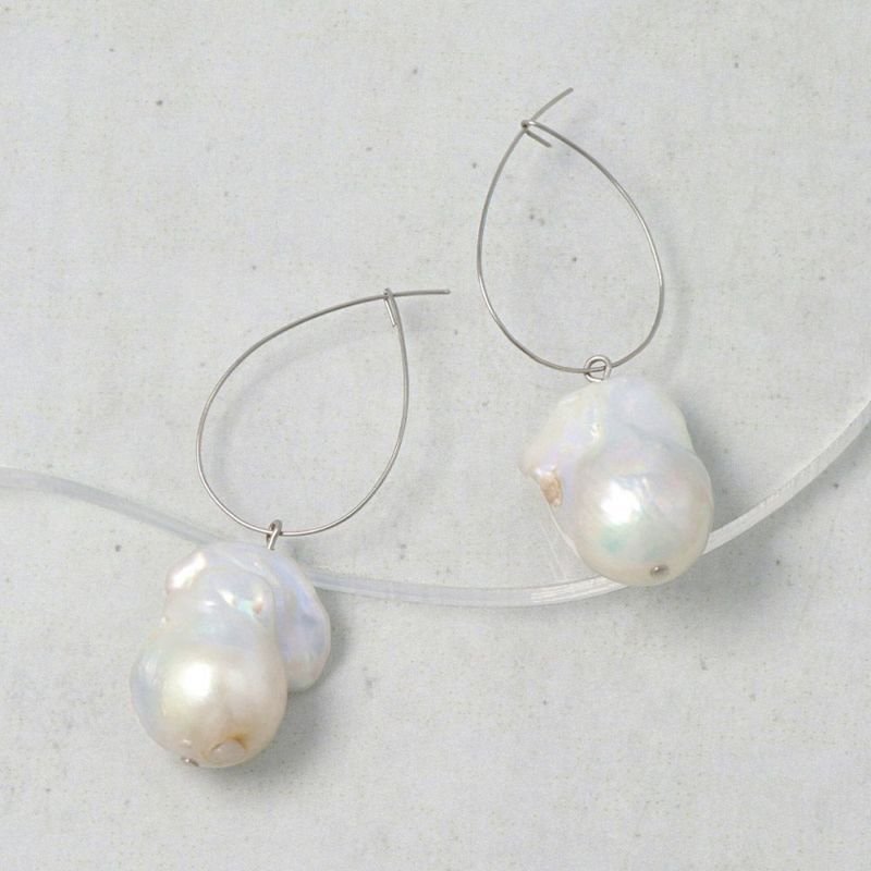ピアス kati オイスターバロックパール ドロップ シルバー ステンレス