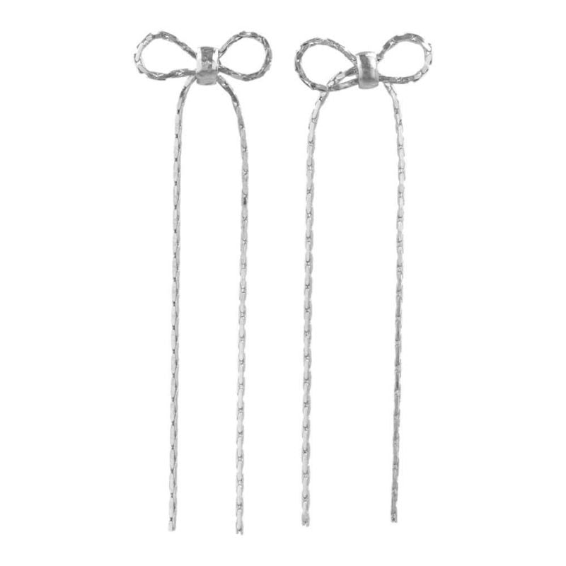 ピアス ニッケルフリー メタル チェーン ロング リボン チタンポスト スタッドピアス