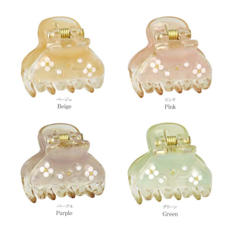 ヘアクリップ Jewel epo ミニ フラワー パール カラー エポ クリア ミニバンスクリップ