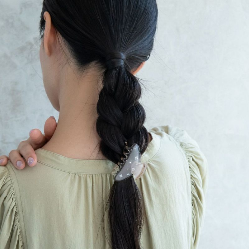 ヘアクリップ Jewel epo ミニ フラワー パール カラー エポ クリア 60mm バンスクリップ
