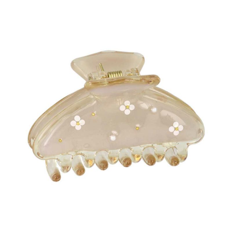 ヘアクリップ Jewel epo ミニ フラワー パール カラー エポ クリア 60mm バンスクリップ