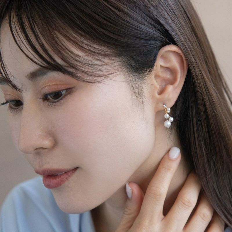 樹脂ピアス ストーン カラー パール ミニ バブル スタッドピアス