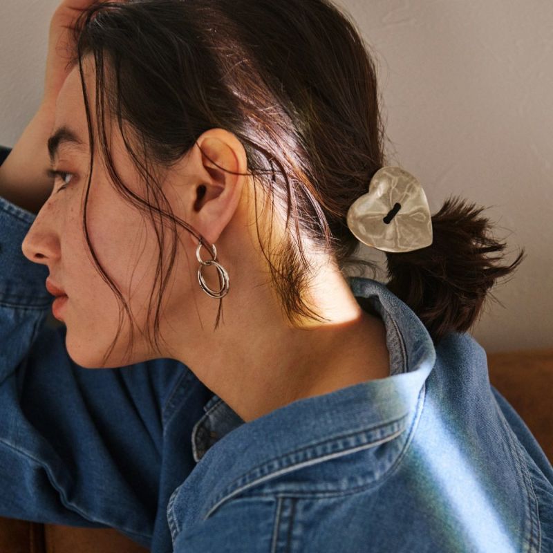 【LIMITED NUMBER】Vintage Like/Hair Ornaments ヘアゴム ニッケルフリー ビッグ ハート ボタン風 リバーシブル 2way メタル ヘアポニー ブレスポニー