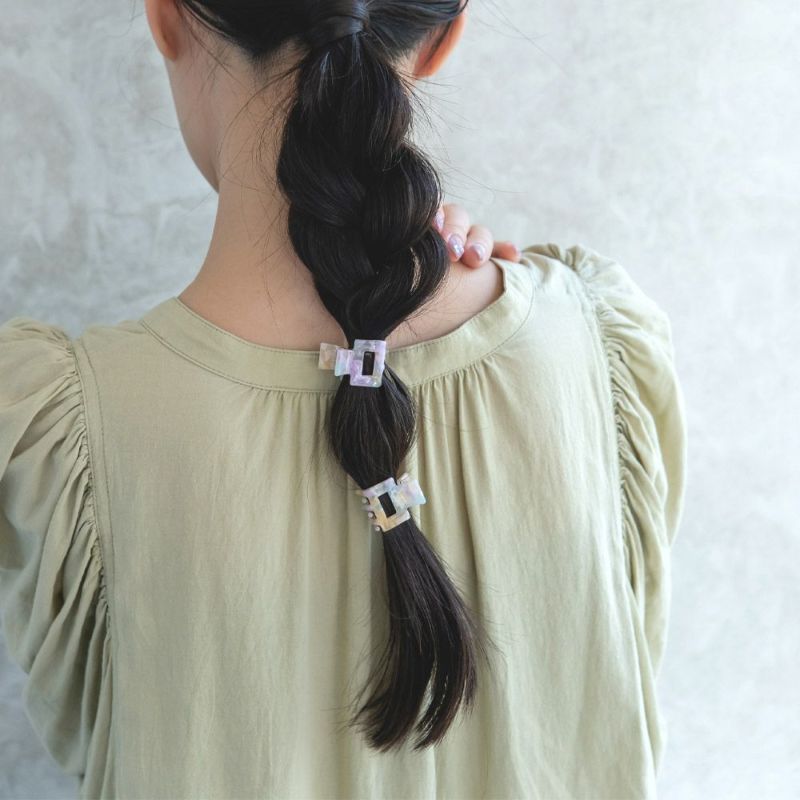 ヘアクリップ mini clip マーブル レクタングル 2個セット ミニ バンスクリップ