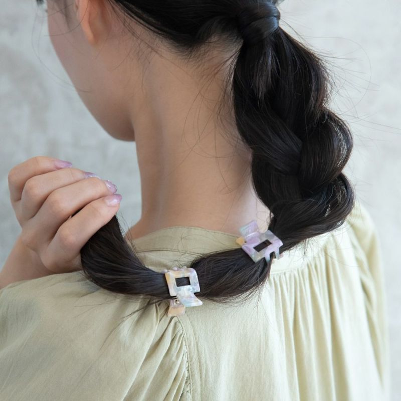 ヘアクリップ mini clip マーブル レクタングル 2個セット ミニ バンスクリップ